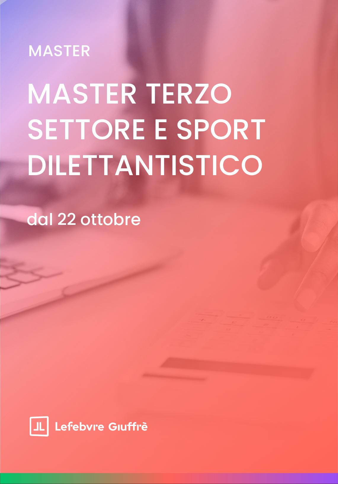 MASTER TERZO SETTORE E SPORT DILETTANTISTICO