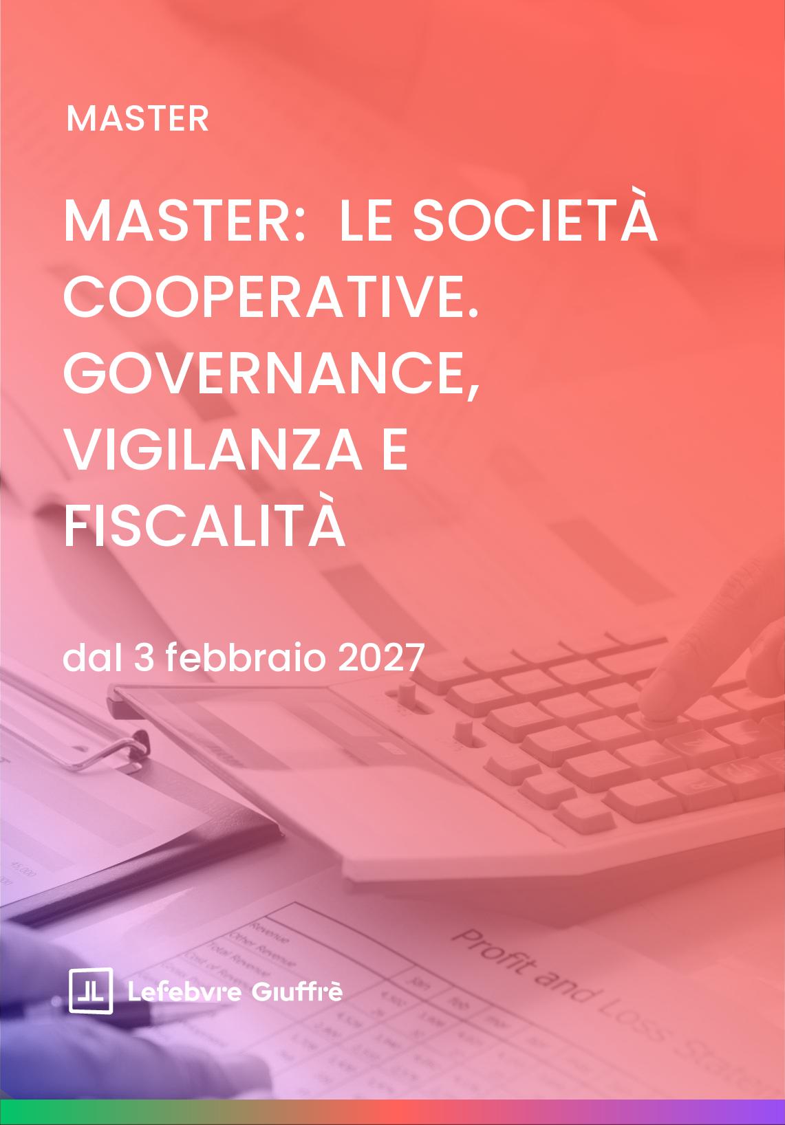 MASTER: LE SOCIETà COOPERATIVE. 